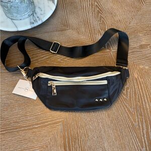 Pretty Simple Bum Bag, Black with Gold Zippers